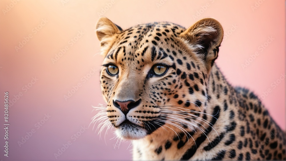 leopard on bright pastel color background from Generative AI leopard on bright pastel color background from Generative AI