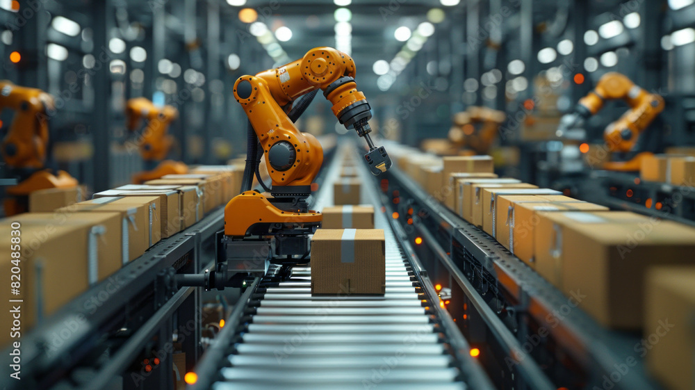 custom made wallpaper toronto digitalControl unit directs robotic arms in a logistics setting, orchestrating product placement on conveyor belts.generative ai