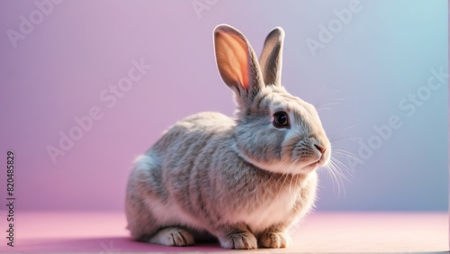 rabbit on bright pastel color background from Generative AI
