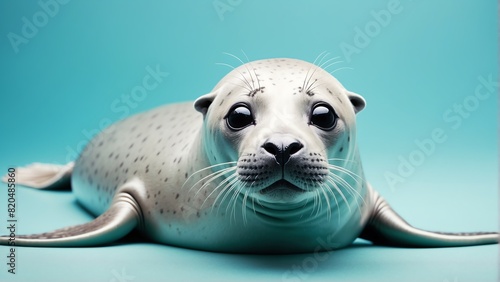 seal on bright pastel color background from Generative AI photo