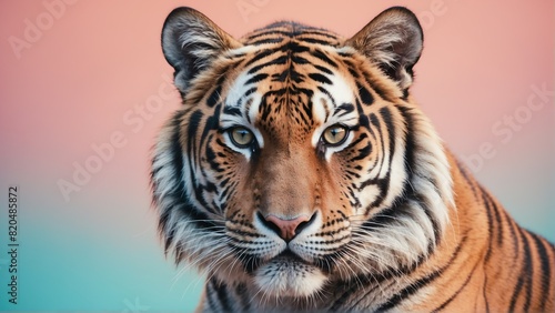 tiger on bright pastel color background from Generative AI