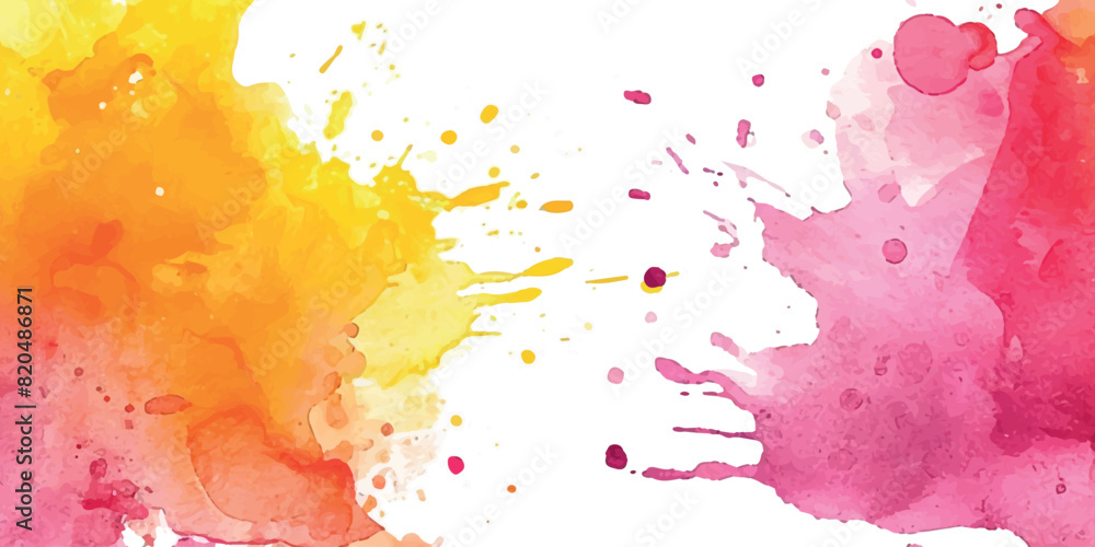 Obraz premium Watercolor background with paint splashes, banner with copy space