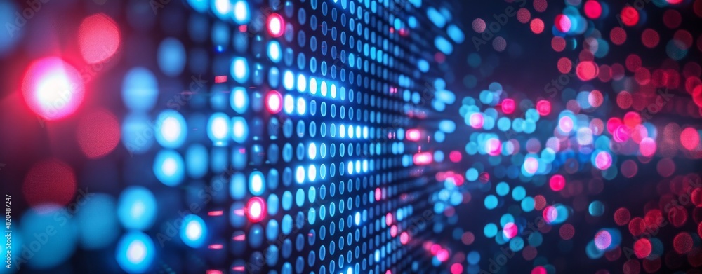 Abstract background with blue and red lights on a digital dot grid pattern. Abstract background with blue and red lights on a digital dot grid pattern.