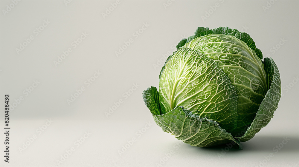 Fototapeta premium background of ripe early cabbage, top view. green cabbage in the market. Fresh organic vegetables, baby cabbage. cabbage isolated on white background, clipping path, full depth of field. Raw cabbage. 