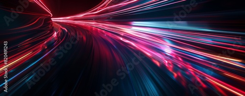 Abstract futuristic background with light streaks and speed lines,  photo