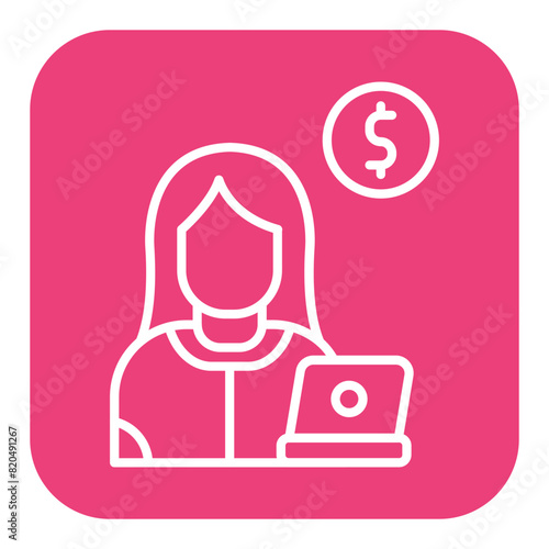 Freelancer Female vector icon. Can be used for Home Based Business iconset.