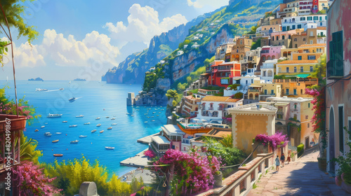 Positano city painting