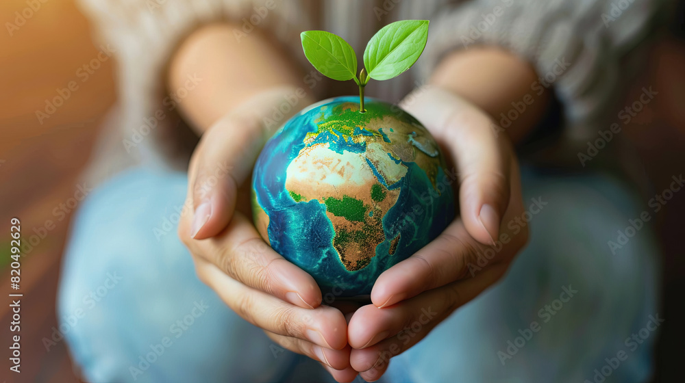 Illustration of green planet earth, protecting the earth, nature conservation day concept. Illustration of green planet earth, protecting the earth, nature conservation day concept.