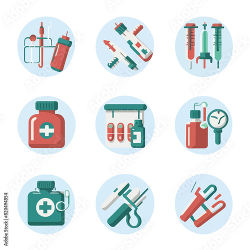 vector medical medicines tools icons nutritional, dentistry, cardiology, surgery, nanotechnology
