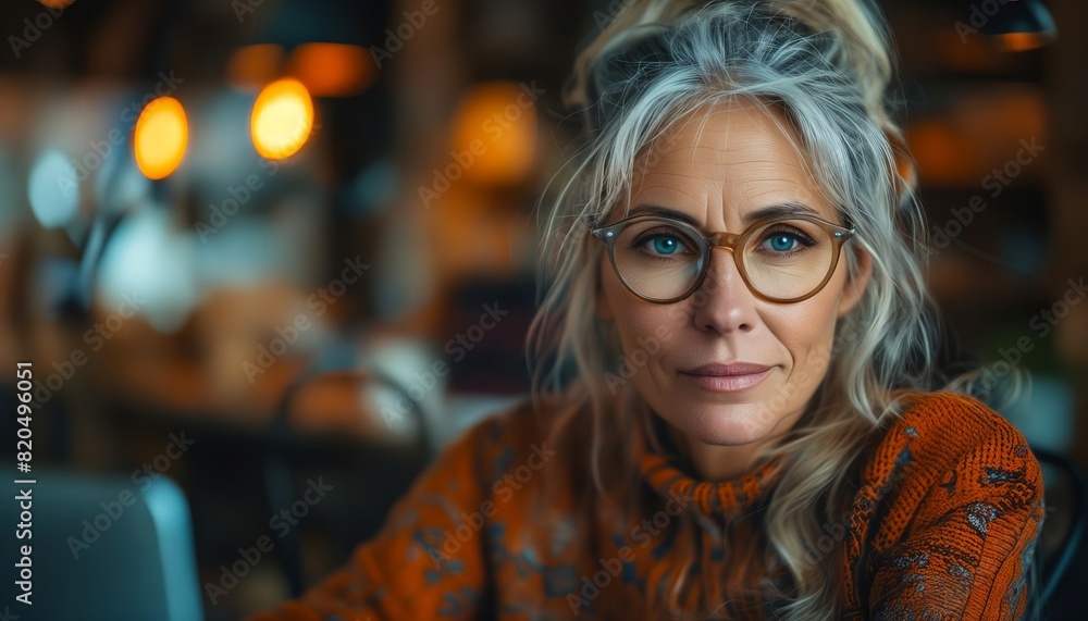 A woman with glasses looking at the camera. A woman with glasses looking at the camera.