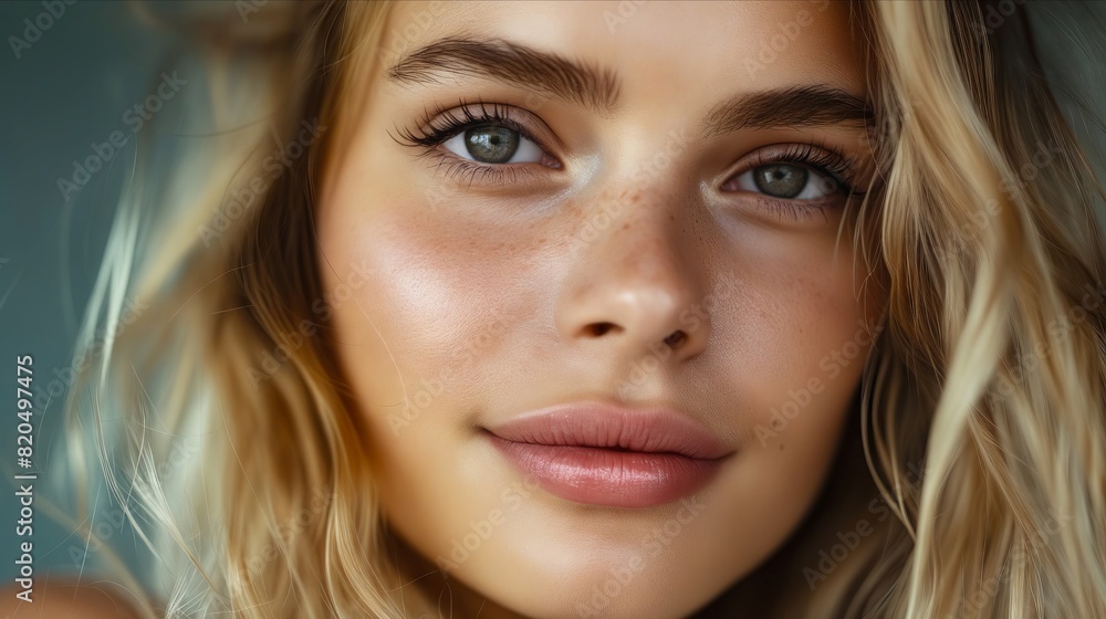 A woman with long blonde hair and blue eyes. A woman with long blonde hair and blue eyes.