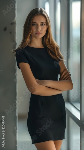 Free Download A beautiful woman in a black dress posing. - GFXLoad