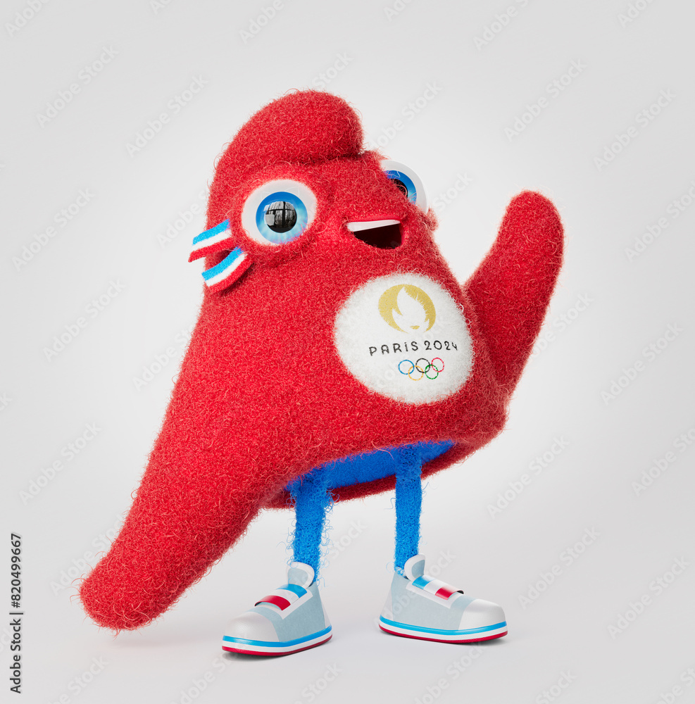 18 may 2024, paris, france,3D rendering of "The Phryges," the Paris Olympics mascot. These