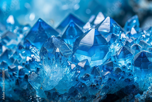 A blue crystal formation with a blue background photo