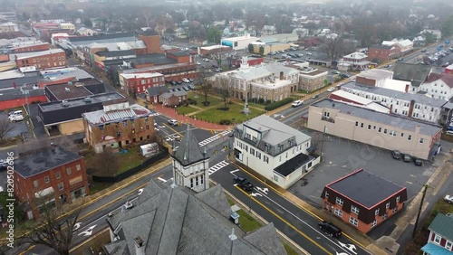 Warren County District Court, in Front Royal Virginia.  Aerial drone photo