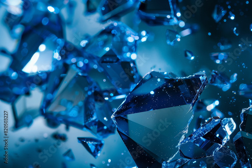 A blue background with many pieces of blue glass © Babb