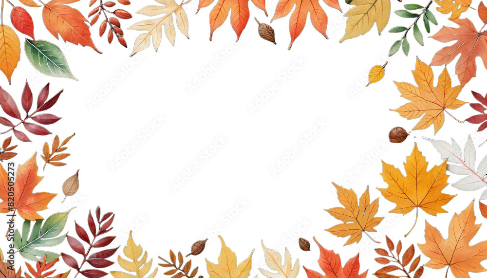 frame illustration botanical plant watercolor foliage hand autumn fall seasonal drawn leaves corner border thanksgiving invite leaf invitation wedding harvest chaplet floral orange white rustic