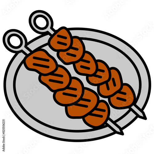 ウクライナ料理シャシリクのアイコンイラスト