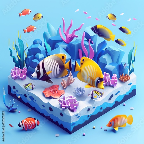 Isometric Ocean Fish Illustration photo