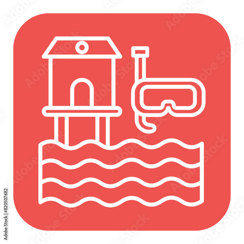 Dive Resort vector icon. Can be used for Vacation and Tourism iconset.