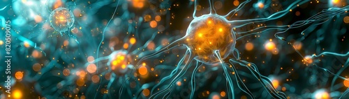 The image shows a close-up of a neuron, or nerve cell photo