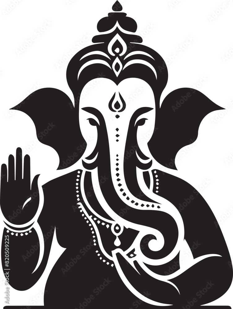 Naklejka premium Elegant Silhouette of Lord Ganesha