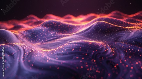 Purple lines wave with gradient Asymmetrical 3d rendering Background Generative AI