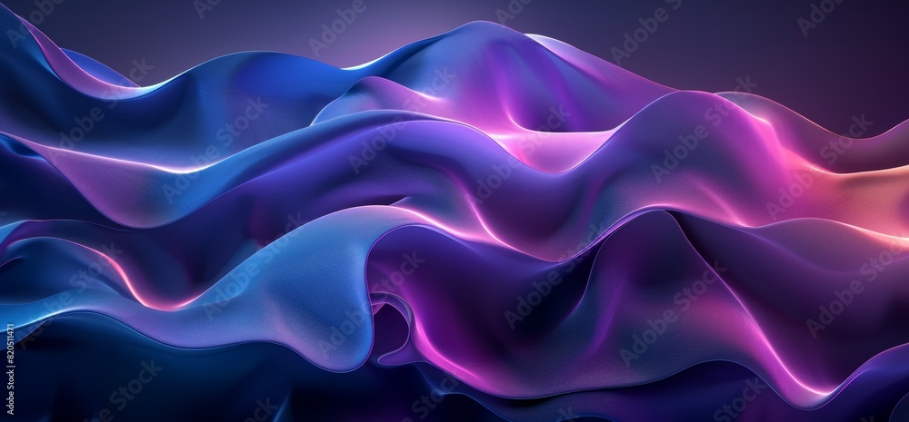 Obraz premium Abstract Flowing Waves with Smooth Texture and Vibrant Pink and Blue Gradient in Curvy Lines