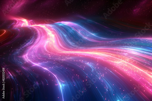 Luminous Cosmic Choreography Glowing Light Trails Tracing the Ethereal Movement of Celestial Bodies in a Mesmerizing Digital Artwork