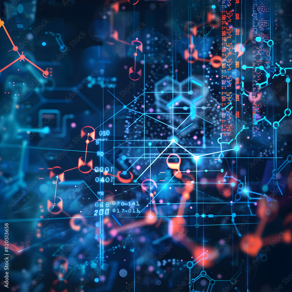 A colorful image of a computer screen with a lot of numbers and lines. The image is abstract and has a futuristic feel to it A colorful image of a computer screen with a lot of numbers and lines. The image is abstract and has a futuristic feel to it