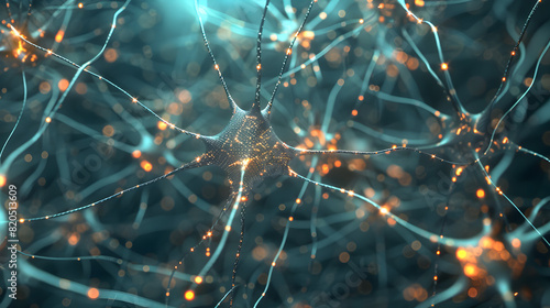A close up of a brain with many neurons. The neurons are connected to each other and are glowing in different colors. The image conveys the complexity and interconnectedness of the brain