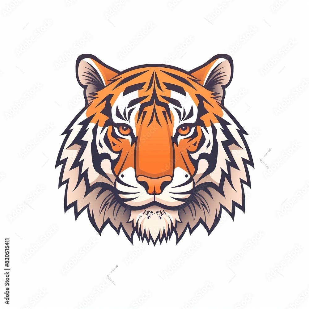 a tiger's head with an orange nose and black eye on a isolated background