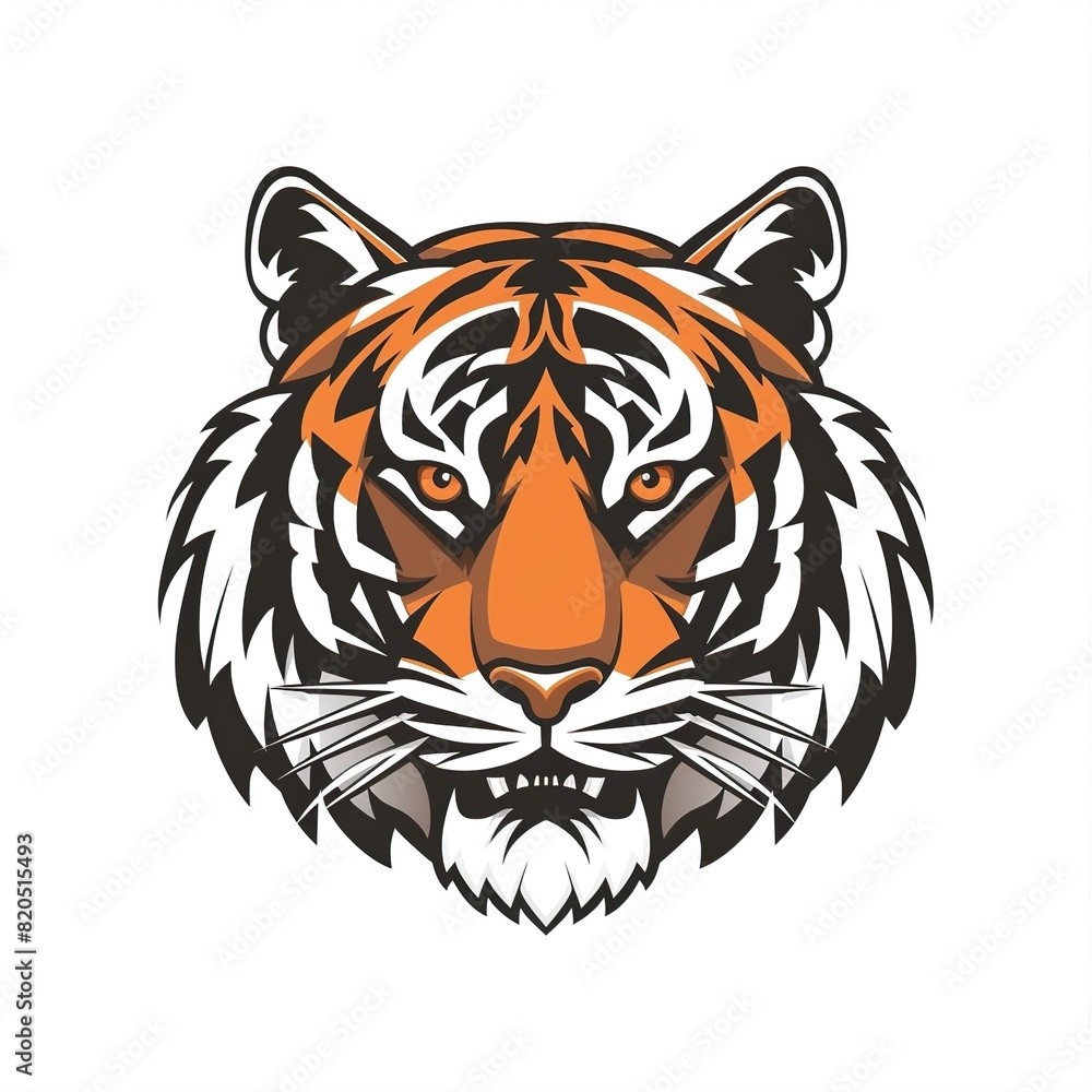 a black tiger head with orange eyes and pointy ears on a isolated background a black tiger head with orange eyes and pointy ears on a isolated background