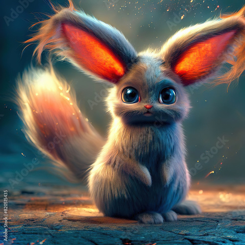 3D furry forest animal with beautiful colors and white background. with Generative AI technology