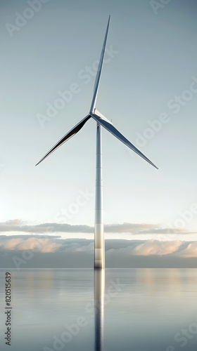 Watercolor Rendering of Wind Turbines Advancing Clean Energy and Sustainable Development