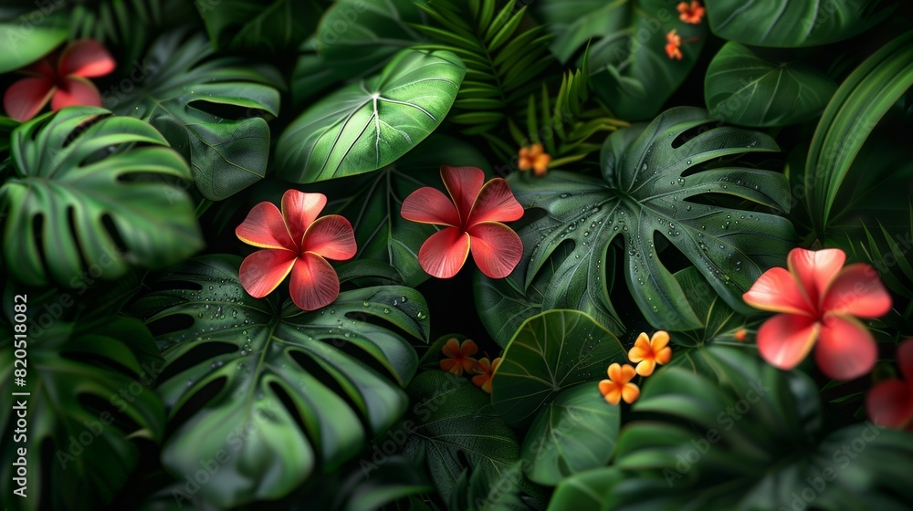 Botanical background with lush green foliage Botanical background with lush green foliage