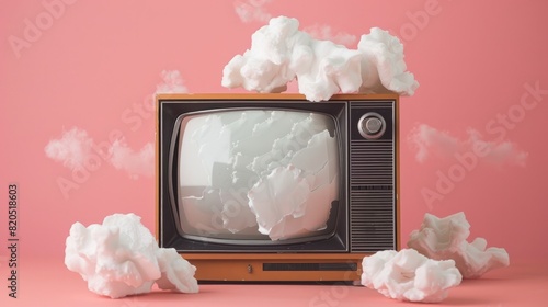 Wallpaper Mural A retro TV in a modern art collage for breaking news.

 Torontodigital.ca