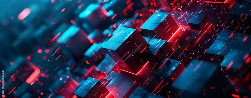 Abstract background with dark blue and red glowing futuristic technology concept