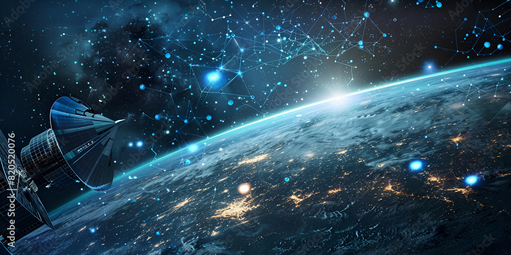 Satellite space internet background,Space advertisment background with copy space.

