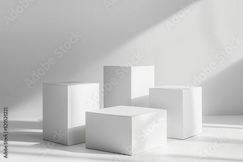 Empty white box in a room. Created with Ai