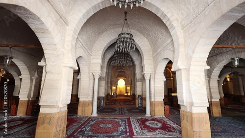 Interior of Great Mosque of Sousse, ancient mosque in walled city of Sousse, Tunisia photo