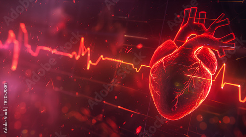 electrocardiogram heart on digital medical background, Health care and technology concept photo