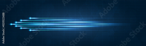 Blue light streak, fiber optic, speed line, futuristic background for 5g or 6g technology wireless data transmission, high-speed internet in abstract. internet network concept. vector design photo