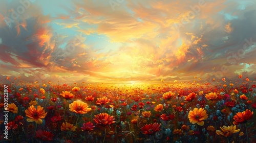 Colorful Flower Field Background