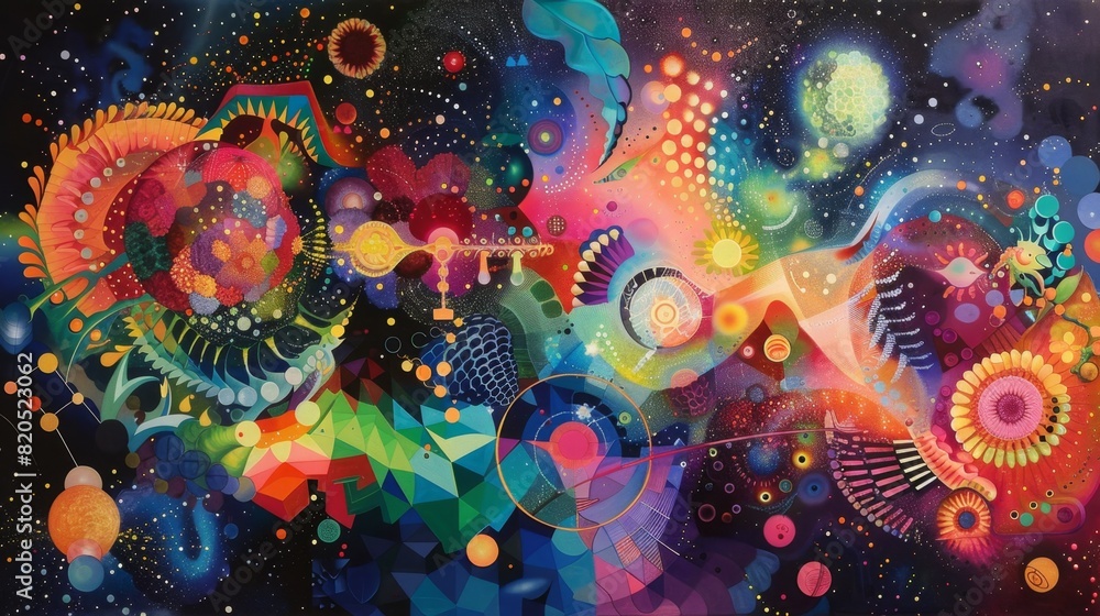 Cosmic Chaos: Bursting Geometric Patterns in Vibrant Colors Cosmic Chaos: Bursting Geometric Patterns in Vibrant Colors