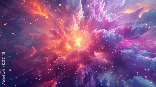 Celestial Geometry  Vibrant Display of Psychedelic Shapes in Dynamic Explosion