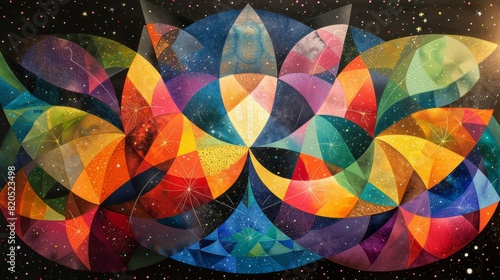 Cosmic Kaleidoscope - Intricate Geometric Patterns Amidst the Stars