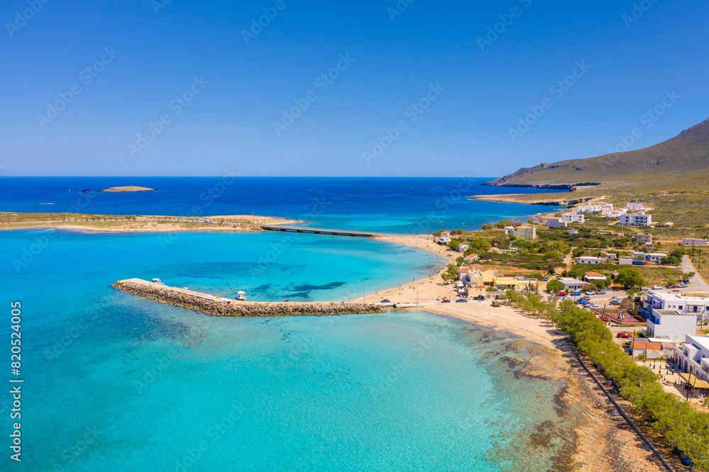 The port of Kythera with the the shipwreck 