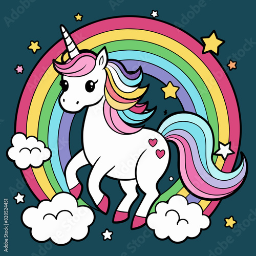 a-unicorn-surrounded-by-a-rainbow-black-and-white 