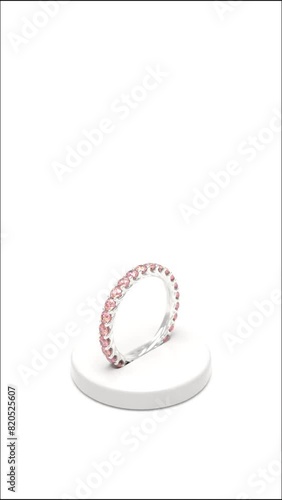 White Gold Eternity Ring with Pink Diamonds and Copy Space